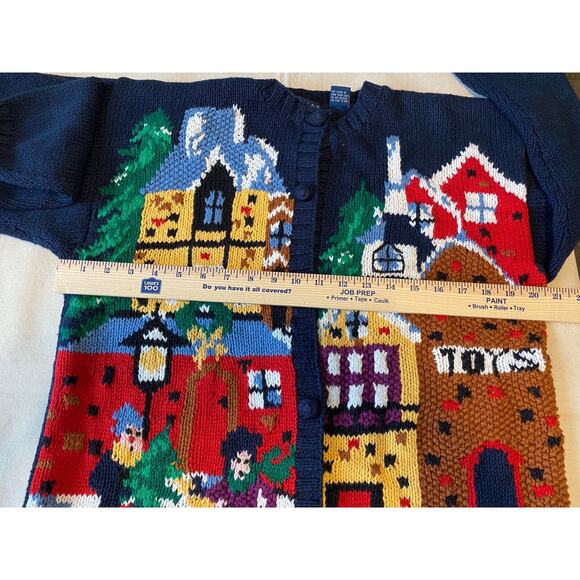 Vtg Birch Bros Holiday Christmas Sweater Cardigan Women's Multi-Color Graphic M - Picture 11 of 12